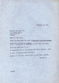 Carta dirigida a Wilfrid van Wyck. Nueva York, 25-02-1971