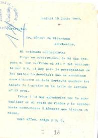 Carta de Rubén Darío a Cónsul de Nicaragua en Manchester