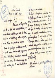 Carta de Gabriel Alomar a Rubén Darío. París, 29 de septiembre de 1907