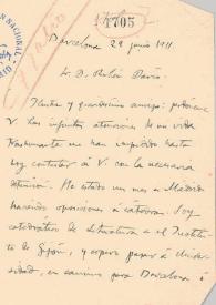 Carta de Gabriel Alomar a Rubén Darío. Barcelona, 29 de junio de 1911