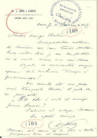 Carta de J. Arís y García a Rubén Darío