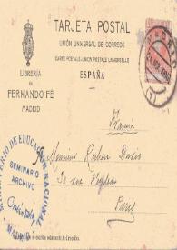 Tarjeta postal de BELTRÁN, F. a DARÍO, Rubén