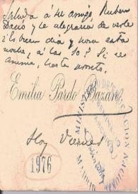 Carta de Emilia Pardo Bazán a Rubén Darío