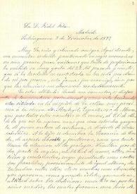 Carta de I. de Torres a F. Fita comunicándole los trabajos a realizar para obtener un calco y una fotografía de una inscripción empotrada en el castillo de Morón.