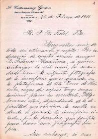Carta de F. Tettamancy Gaston a Fidel Fita enviándole fotografía de la inscripción de la Torre de Hércules (La Coruña)