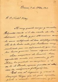 Carta de M. Macías a F. Fita sobre algunas inscripciones halladas en la muralla de Astorga. Le remite tres fotografías y dos dibujos.