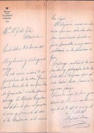 Carta de Perfecto Urra a Fidel Fita sobre la lápida hallada en casa del sr. Sanjuan en Santisteban