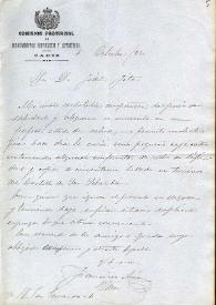Carta de Francisco Asís Vera a Fidel Fita sobre inscripciones de Cádiz