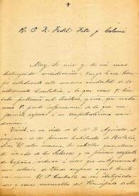 Carta de José Adolfo Martín Fernández a F. Fita preguntando si los antiguos Siluros pueden considerarse originarios de los Salinos y solicitandole su publicación sobre el vascuence de las inscripciones ógmicas de Irlanda