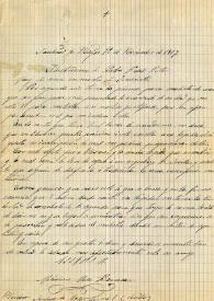 Carta de Máximo Mesa Barrera a F. Fita solicitándole le comunique la localización de una lápida visigoda que no es la que le había localizado en Olivares (Sevilla)