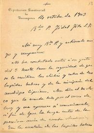 Carta de E. Morera a F. Fita comunicándole el envío de clichés y calcos de dos lápidas hebreas y de la inscripción del obispo Cipriano