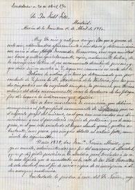 Carta de Ignacio de Torres a Fidel Fita comunicándole el lugar de hallazgo, en Morón, del Monumento de Neptuno y de la inscripción de L. Fabius