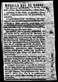 Noticia de prensa sobre el hundimiento de la parte superior de uno de los cubos de la Muralla de Ávila, el tercero de los comprendidos entre el llamado de San Segundo y la Puerta del Puente, acaecido el 5 de diciembre de 1906 a las 20,30 horas.