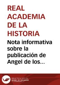 Nota informativa sobre la publicación de Angel de los Ríos y Ríos en el periódico 