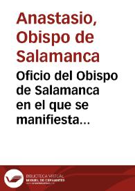 Oficio del Obispo de Salamanca en el que se manifiesta que adoptará las medidas necesarias para la conservación del mosaico romano hallado en la casa del cura-párroco de San Julián de la Valmuza.