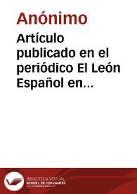 Artículo publicado en el periódico El León Español en el que se describen las nuevas demoliciones que se han realizado en las ruinas de Itálica.