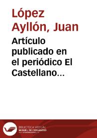 Artículo publicado en el periódico El Castellano titulado 