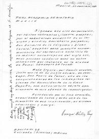 Carta en la que notifica su donación, a través del Secretario de la Academia,  de la medalla conmemorativa del I centenario del nacimiento del mártir mejicano Hernando de Tovar.