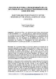 Proceso electoral y prosopografía de los diputados de las Cortes Extraordinarias de Cádiz (1810-1813) = Elections and prosopography of the members of the Special Courts of Cádiz (1810-1813)