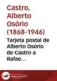 Tarjeta postal de Alberto Osório de Castro a Rafael Altamira. 30 de julio de 1906