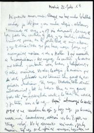 Carta de Asunción Balaguer a Francisco Rabal. Madrid, 26 de julio de 1968