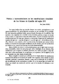 Música y representaciones en las constituciones sinodales de los Reinos de Castilla del siglo XVI
