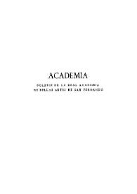 Academia  : Boletín de la Real Academia de Bellas Artes de San Fernando. Segundo semestre de 1973. Número 37. Preliminares e índice