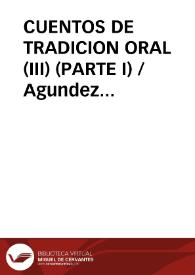 CUENTOS DE TRADICION ORAL (III) (PARTE I)
