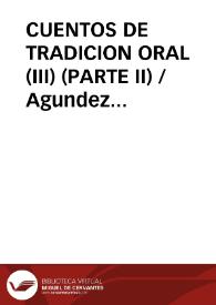 CUENTOS DE TRADICION ORAL (III) (PARTE II)