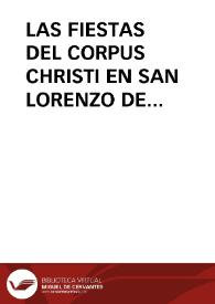 LAS FIESTAS DEL CORPUS CHRISTI EN SAN LORENZO DE MORUNYS
