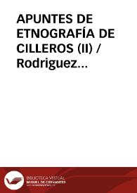 APUNTES DE ETNOGRAFÍA DE CILLEROS (II)