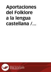 Aportaciones del Folklore a la lengua castellana