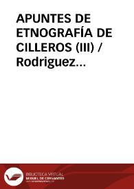 APUNTES DE ETNOGRAFÍA DE CILLEROS (III)