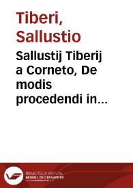 Sallustij Tiberij a Corneto, De modis procedendi in causis, quae coram auditore Camerae aguntur