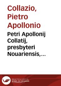 Petri Apollonij Collatij, presbyteri Nouariensis, Excidij Ierosolymitani libri IIII