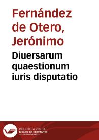 Diuersarum quaestionum iuris disputatio