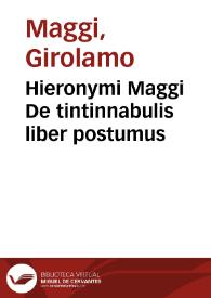Hieronymi Maggi De tintinnabulis liber postumus
