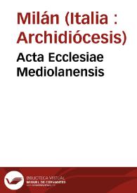 Acta Ecclesiae Mediolanensis