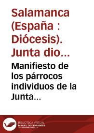 Manifiesto de los párrocos individuos de la Junta diocesana de Salamanca