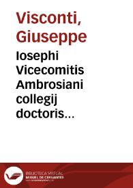 Iosephi Vicecomitis Ambrosiani collegij doctoris Obseruationes ecclesiasticae