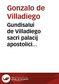 Gundisalui de Villadiego sacri palacij apostolici auditoris, Tractatus de irregularitate, suspensione, et interdicto ecclesiastico