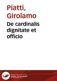De cardinalis dignitate et officio