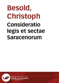 Consideratio legis et sectae Saracenorum