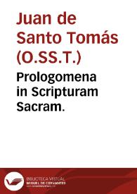 Prologomena in Scripturam Sacram.