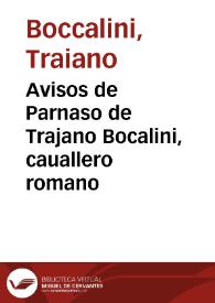 Avisos de Parnaso de Trajano Bocalini, cauallero romano