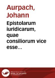 Epistolarum iuridicarum, quae consiliorum vice esse possunt, libri IIII
