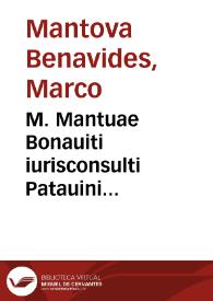 M. Mantuae Bonauiti iurisconsulti Patauini Obseruationum legalium libri X.