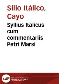 Syllius Italicus cum commentariis Petri Marsi