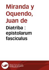 Diatriba : epistolarum fasciculus