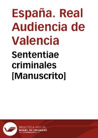 Sententiae criminales [Manuscrito]